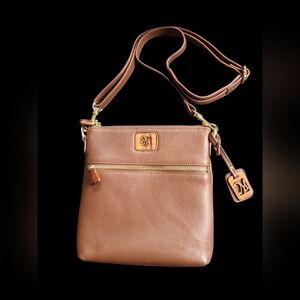 Martin And Mac Arthur Leather Crossbody Bag With Wood Embelishments